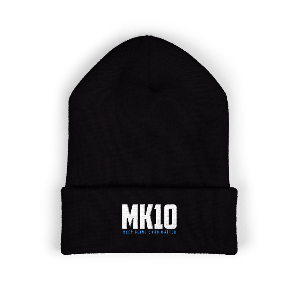 MK10 Embroidered Cuffed Beanie — Classic Knit Winter Hat